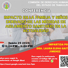 imagen Conferencia Impacto en la familia y niños, derivado de las medidas de aislamiento sanitario en la actualidad