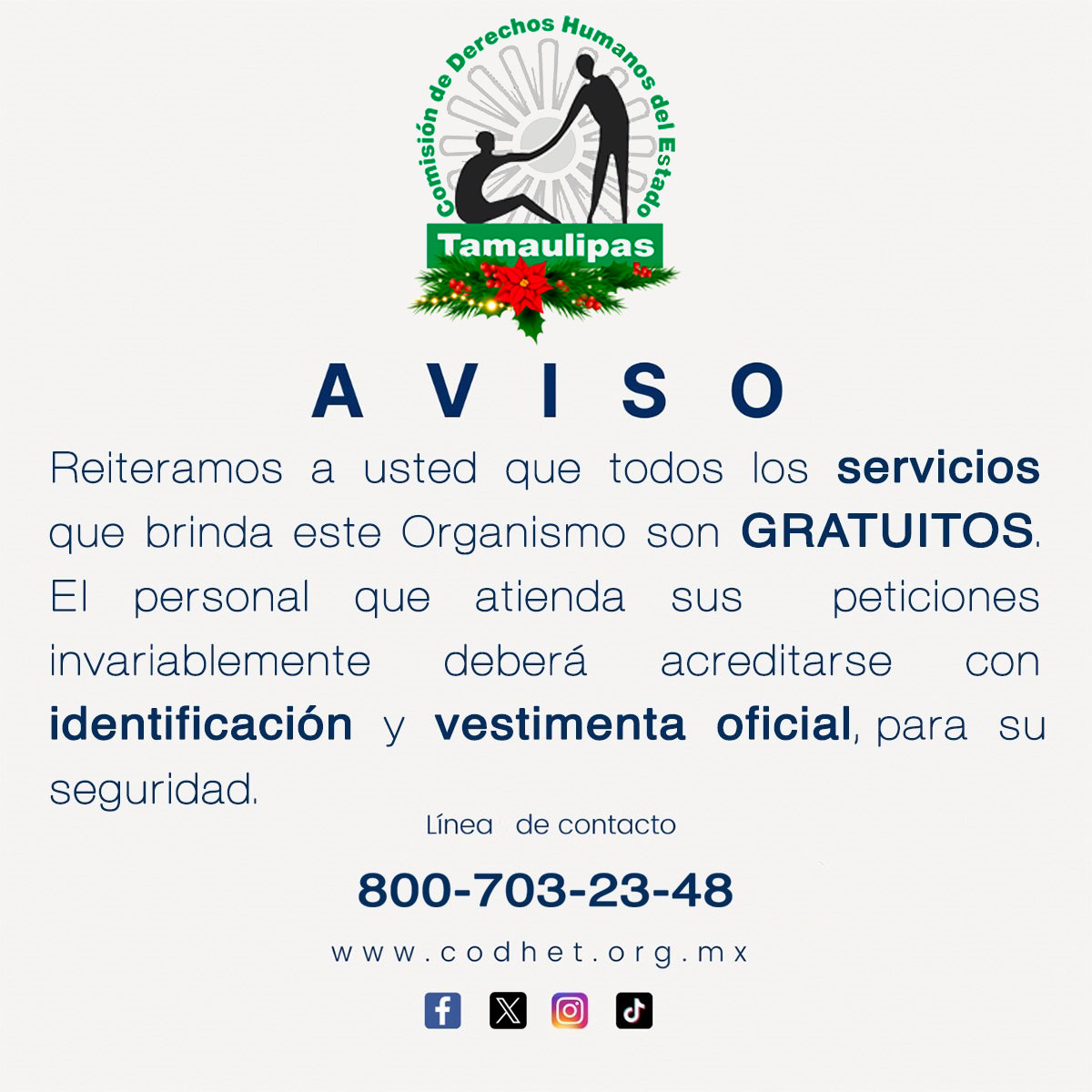 aviso de servicios gratuitos diciembre 2024